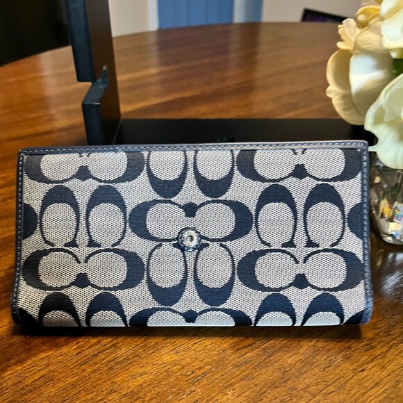 Vintage Coach Tri-Fold Signature Jacquard Wallet Black & Grey - Picture 7 of 7